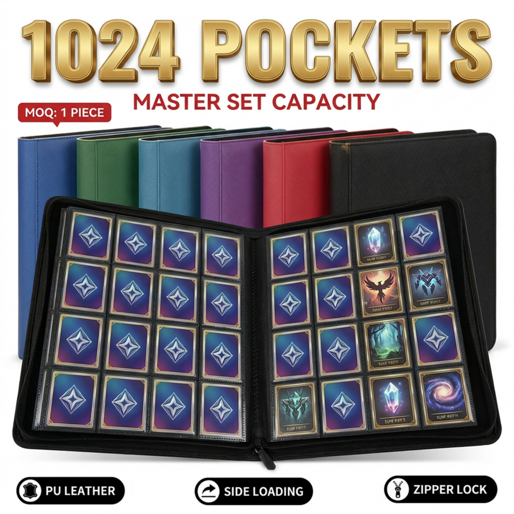 16-Pocket Trading Card Binder 1024 Pockets Zipper Album