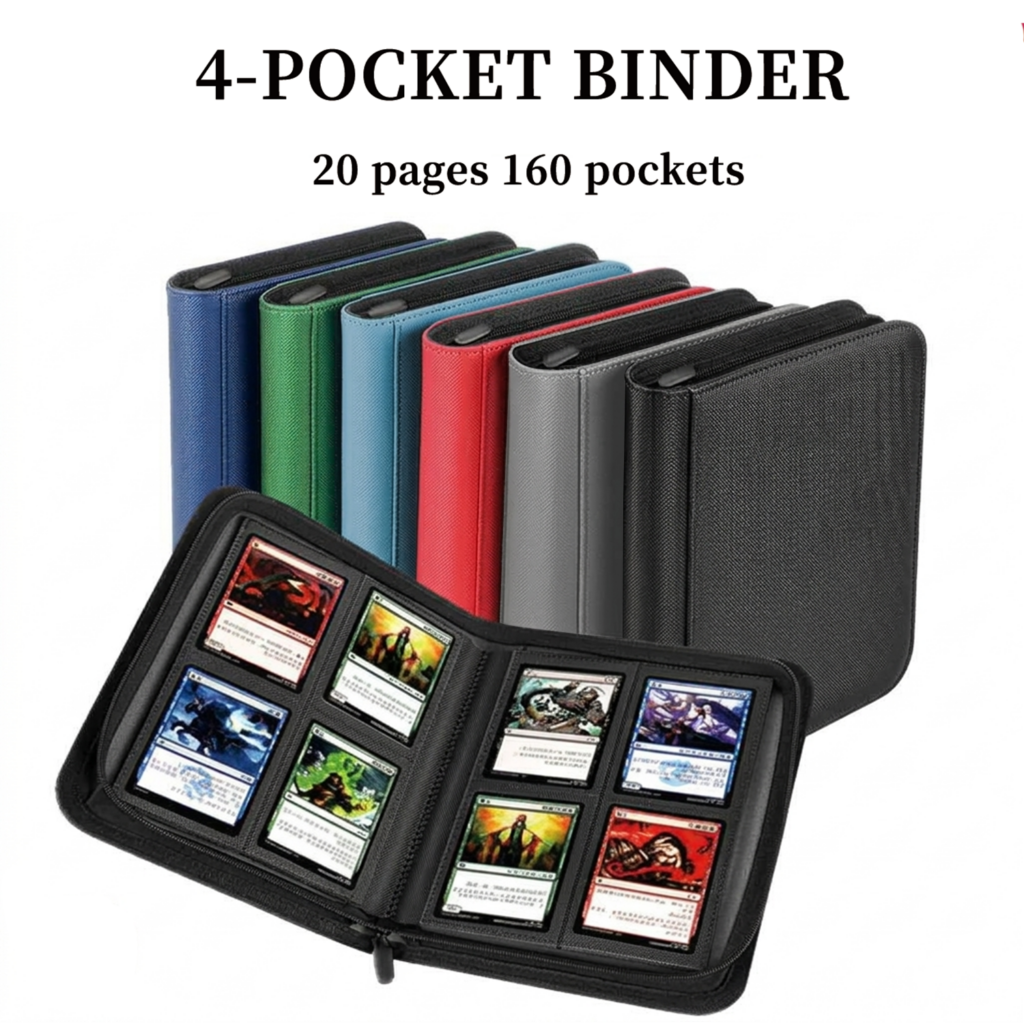 4 Pocket, 160 Pockets Trading Card Binder, Side Loaded with Zip